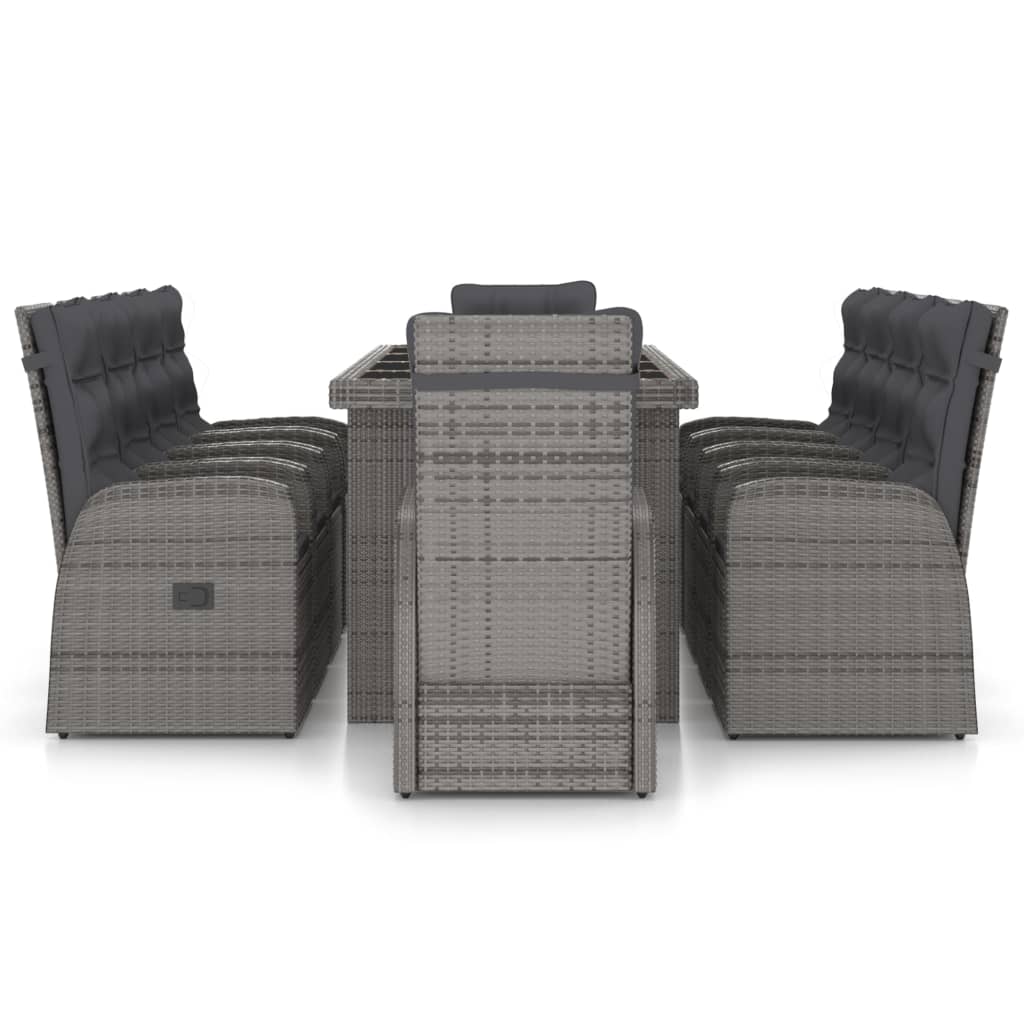 11-delige Tuinset met kussens poly rattan grijs