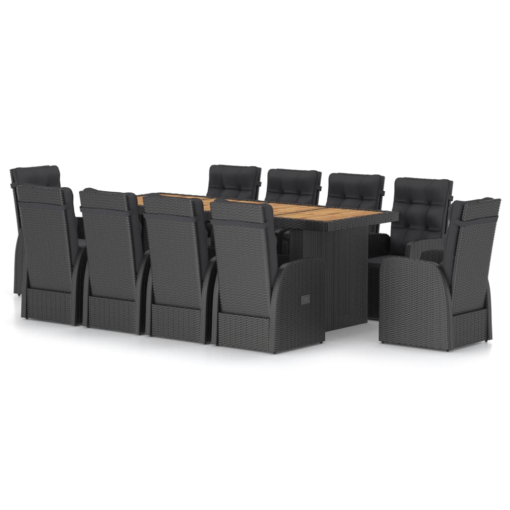 11-delige Tuinset met kussens poly rattan zwart is nu te koop bij PeponiXL, paradijselijk wonen!