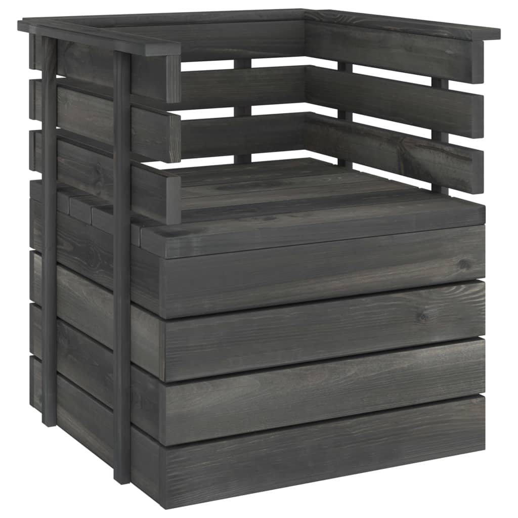 Tuinfauteuil pallet massief grenenhout donkergrijs is nu te koop bij PeponiXL, paradijselijk wonen!