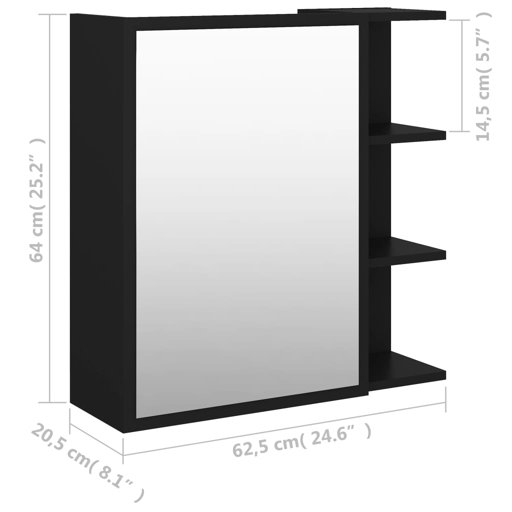 Badkamerspiegelkast 62,5x20,5x64 cm bewerkt hout zwart is nu te koop bij PeponiXL, paradijselijk wonen!