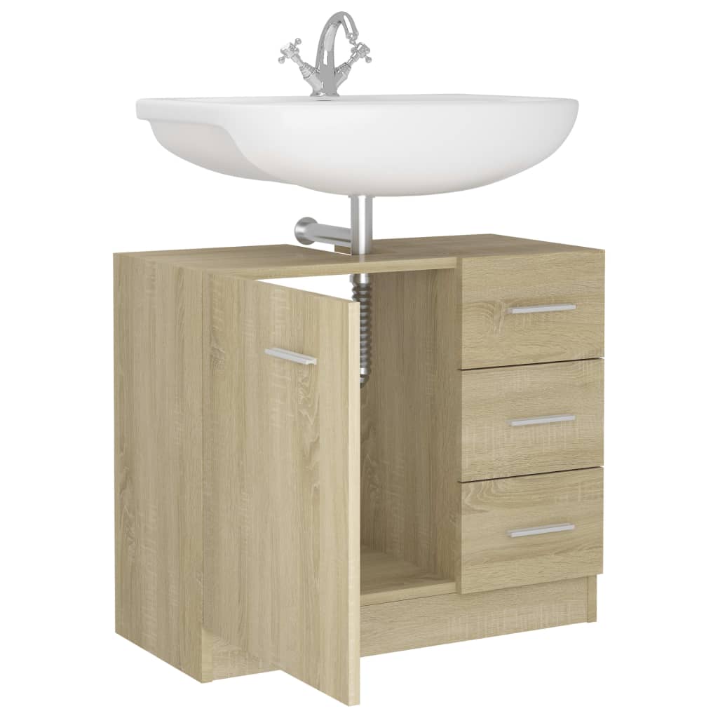 Wastafelkast 63x30x54 cm bewerkt hout sonoma eikenkleurig is nu te koop bij PeponiXL, paradijselijk wonen!