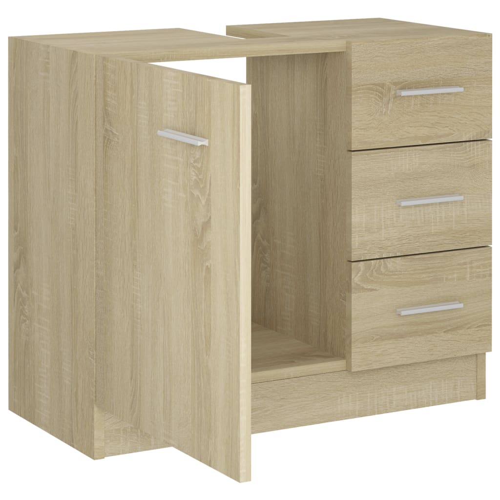 Wastafelkast 63x30x54 cm bewerkt hout sonoma eikenkleurig is nu te koop bij PeponiXL, paradijselijk wonen!