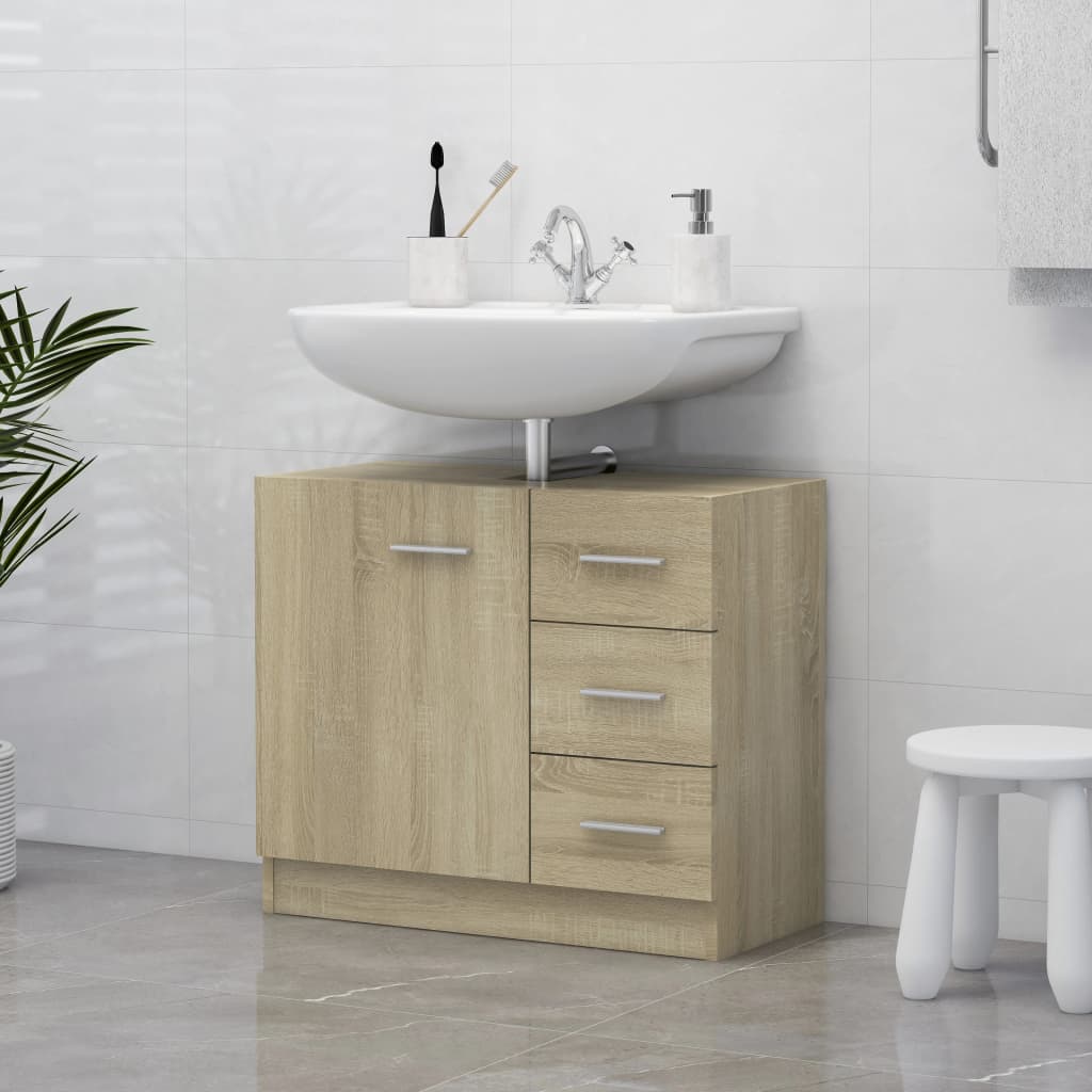 Wastafelkast 63x30x54 cm bewerkt hout sonoma eikenkleurig is nu te koop bij PeponiXL, paradijselijk wonen!