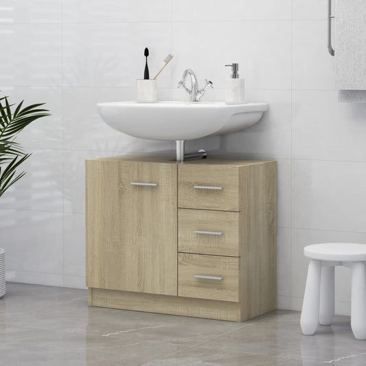 Wastafelkast 63x30x54 cm bewerkt hout sonoma eikenkleurig is nu te koop bij PeponiXL, paradijselijk wonen!