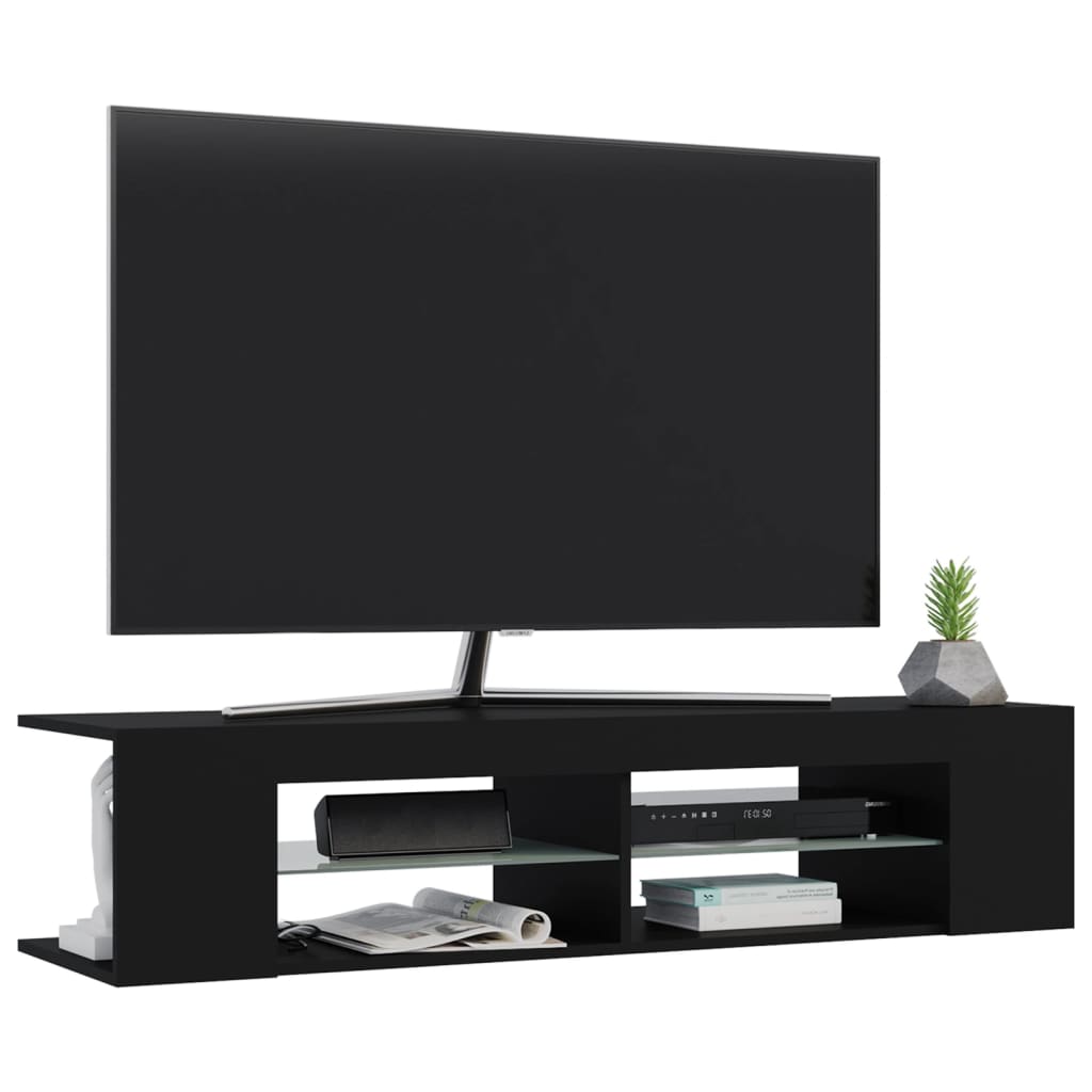 Tv-meubel met LED-verlichting 135x39x30 cm zwart is nu te koop bij PeponiXL, paradijselijk wonen!