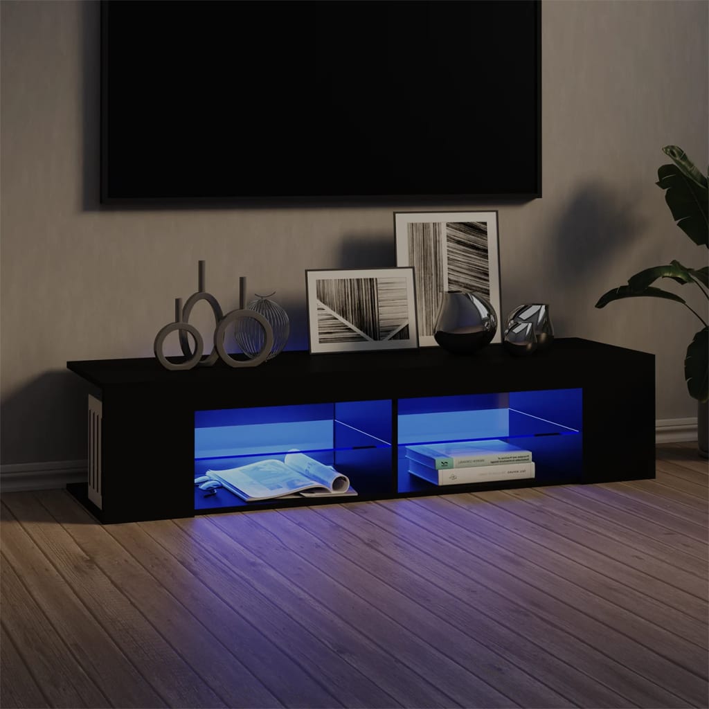 Tv-meubel met LED-verlichting 135x39x30 cm zwart is nu te koop bij PeponiXL, paradijselijk wonen!