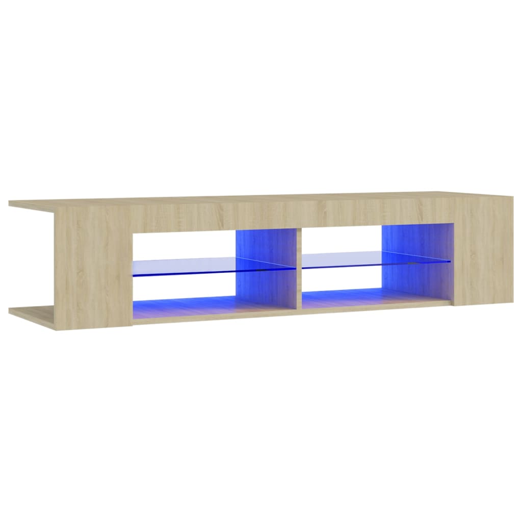 Tv-meubel met LED-verlichting 135x39x30 cm sonoma eikenkleurig is nu te koop bij PeponiXL, paradijselijk wonen!