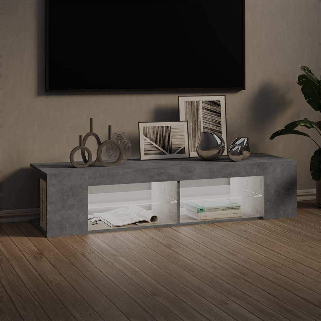 Tv-meubel met LED-verlichting 135x39x30 cm betongrijs is nu te koop bij PeponiXL, paradijselijk wonen!