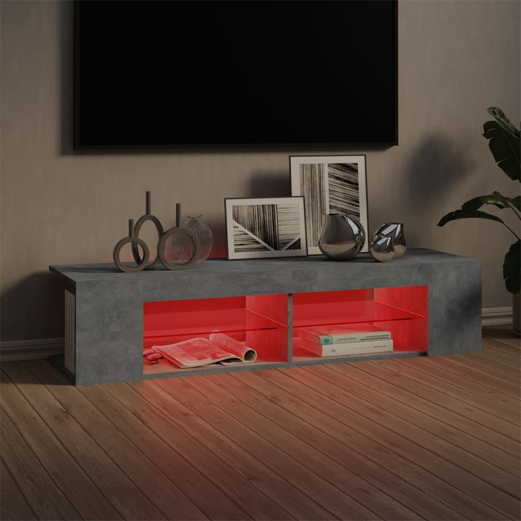 Tv-meubel met LED-verlichting 135x39x30 cm betongrijs is nu te koop bij PeponiXL, paradijselijk wonen!