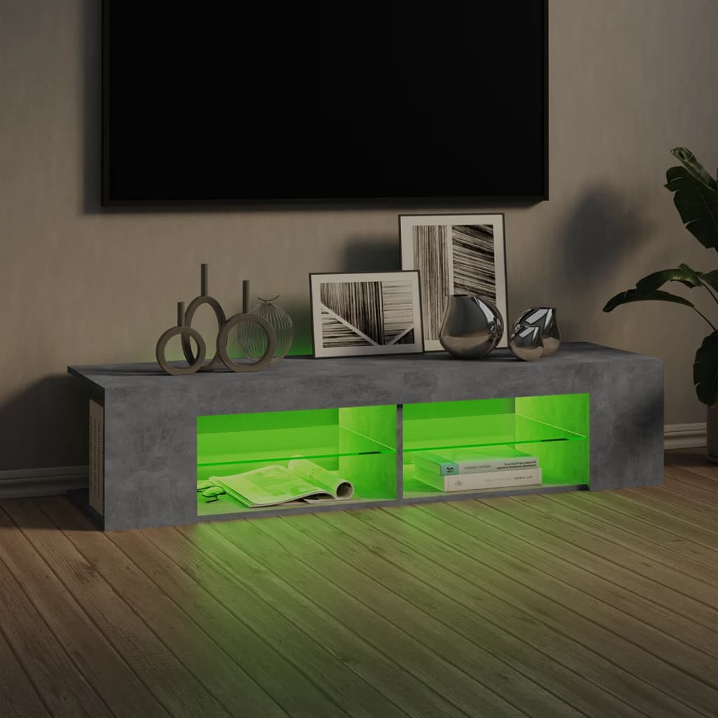 Tv-meubel met LED-verlichting 135x39x30 cm betongrijs is nu te koop bij PeponiXL, paradijselijk wonen!