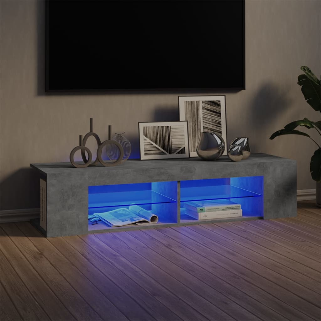 Tv-meubel met LED-verlichting 135x39x30 cm betongrijs is nu te koop bij PeponiXL, paradijselijk wonen!