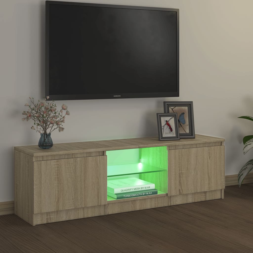 Tv-meubel met LED-verlichting 120x30x36 cm sonoma eikenkleur is nu te koop bij PeponiXL, paradijselijk wonen!