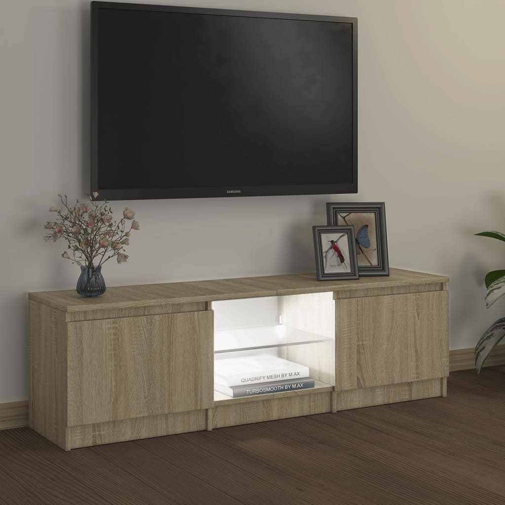 Tv-meubel met LED-verlichting 120x30x36 cm sonoma eikenkleur is nu te koop bij PeponiXL, paradijselijk wonen!