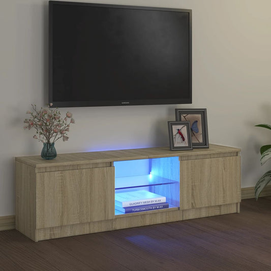 Tv-meubel met LED-verlichting 120x30x36 cm sonoma eikenkleur is nu te koop bij PeponiXL, paradijselijk wonen!
