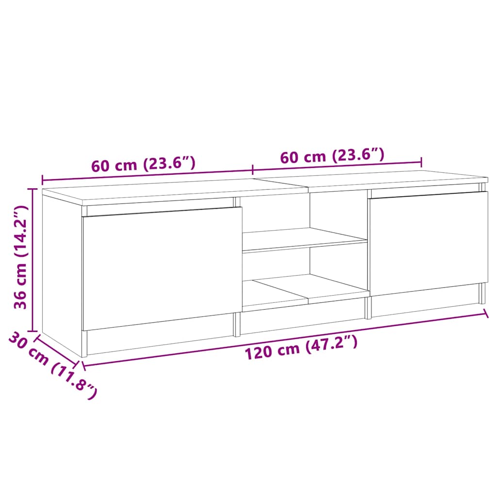Tv-meubel met LED-verlichting 120x30x36 cm hoogglans wit is nu te koop bij PeponiXL, paradijselijk wonen!