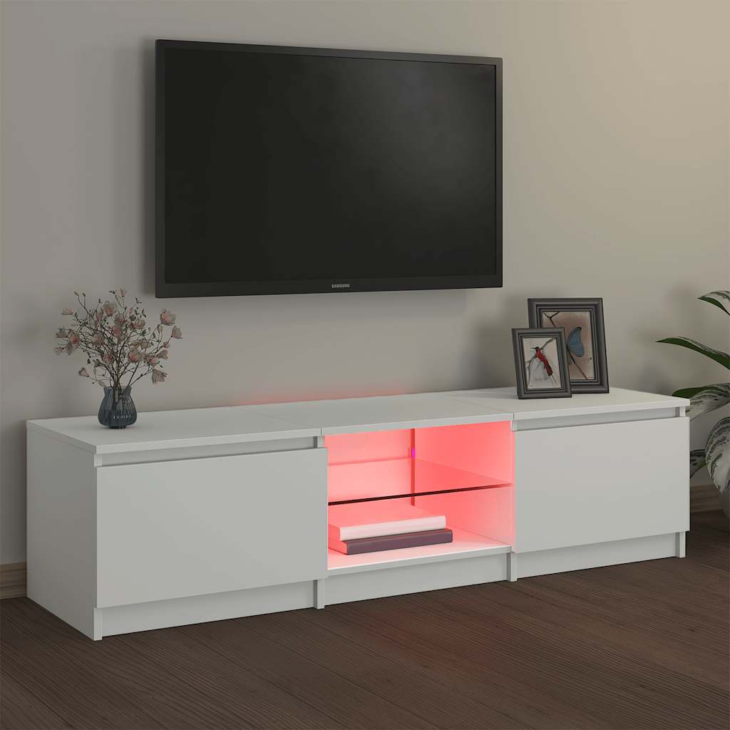 Tv-meubel met LED-verlichting 140x40x36 cm wit is nu te koop bij PeponiXL, paradijselijk wonen!