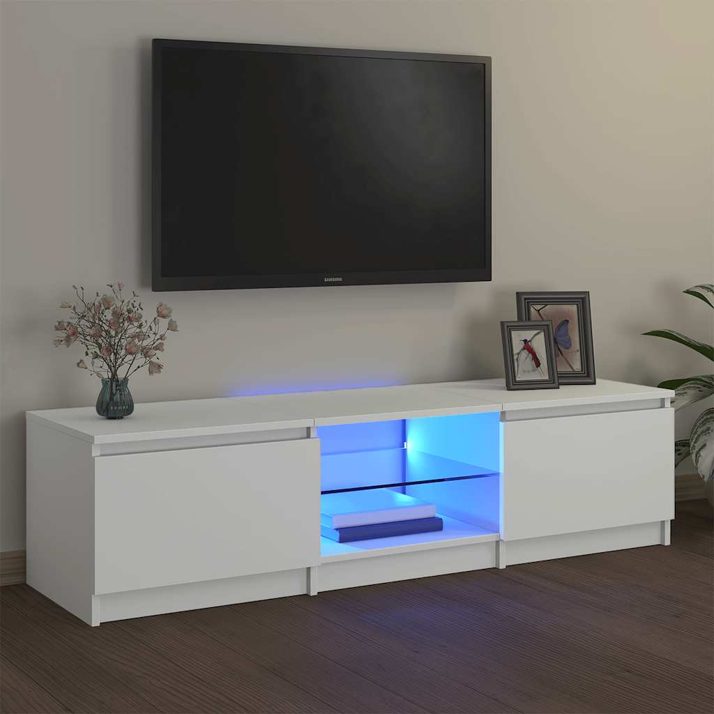 Tv-meubel met LED-verlichting 140x40x36 cm wit is nu te koop bij PeponiXL, paradijselijk wonen!