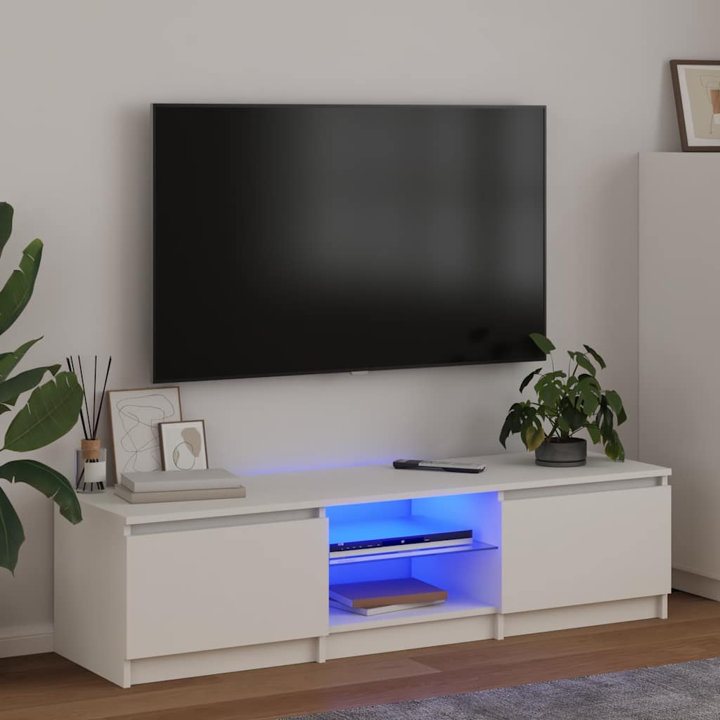 Tv-meubel met LED-verlichting 140x40x36 cm wit is nu te koop bij PeponiXL, paradijselijk wonen!