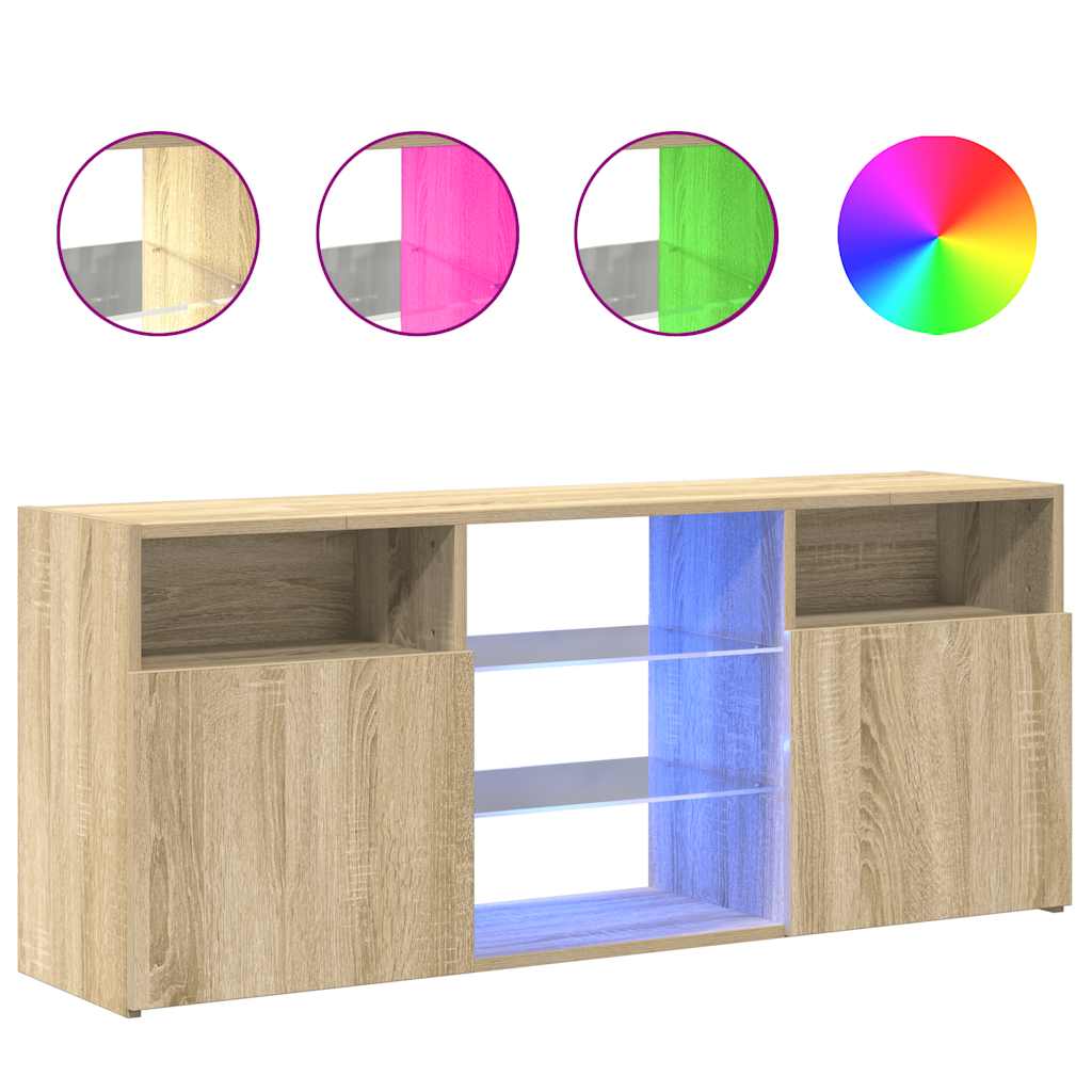 Tv-meubel met LED-verlichting 120x30x50 cm sonoma eikenkleurig is nu te koop bij PeponiXL, paradijselijk wonen!