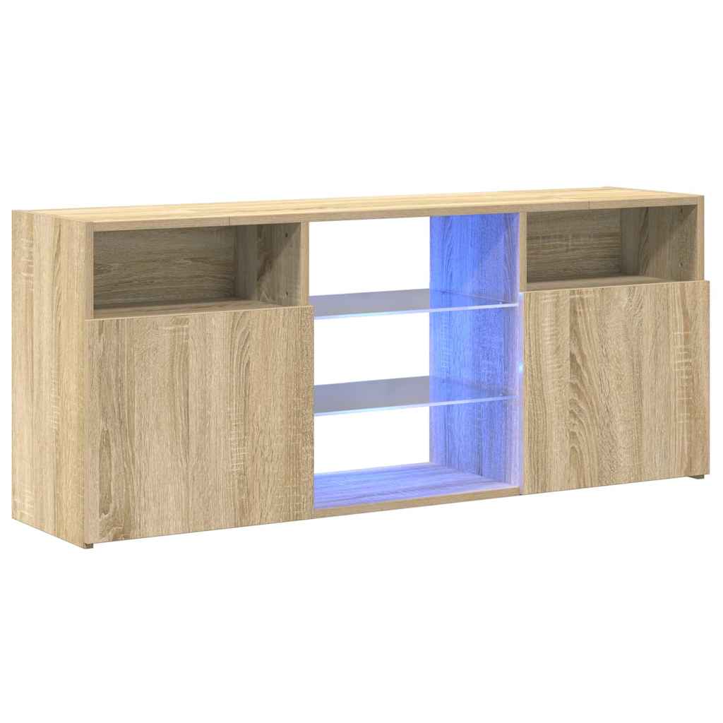 Tv-meubel met LED-verlichting 120x30x50 cm sonoma eikenkleurig is nu te koop bij PeponiXL, paradijselijk wonen!