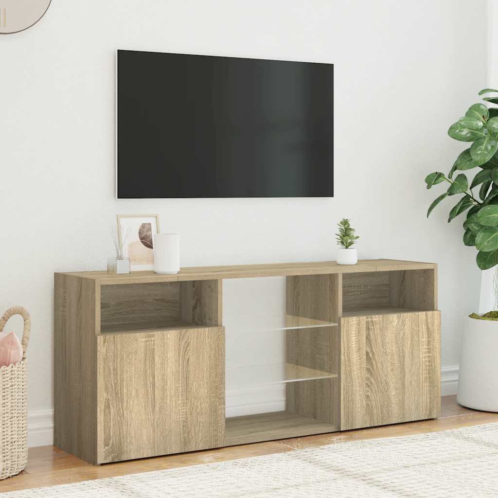 Tv-meubel met LED-verlichting 120x30x50 cm sonoma eikenkleurig is nu te koop bij PeponiXL, paradijselijk wonen!