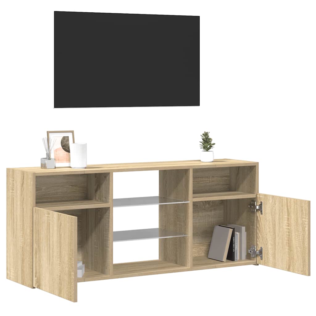 Tv-meubel met LED-verlichting 120x30x50 cm sonoma eikenkleurig is nu te koop bij PeponiXL, paradijselijk wonen!