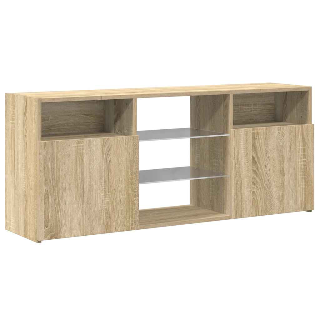 Tv-meubel met LED-verlichting 120x30x50 cm sonoma eikenkleurig is nu te koop bij PeponiXL, paradijselijk wonen!