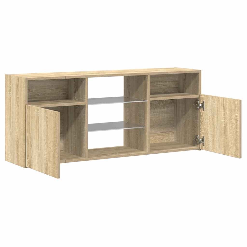 Tv-meubel met LED-verlichting 120x30x50 cm sonoma eikenkleurig is nu te koop bij PeponiXL, paradijselijk wonen!