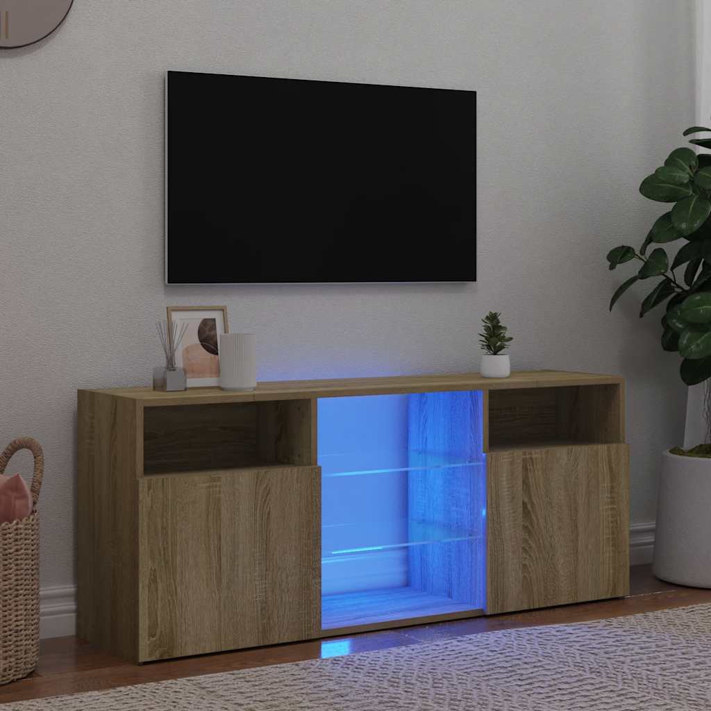 Tv-meubel met LED-verlichting 120x30x50 cm sonoma eikenkleurig is nu te koop bij PeponiXL, paradijselijk wonen!