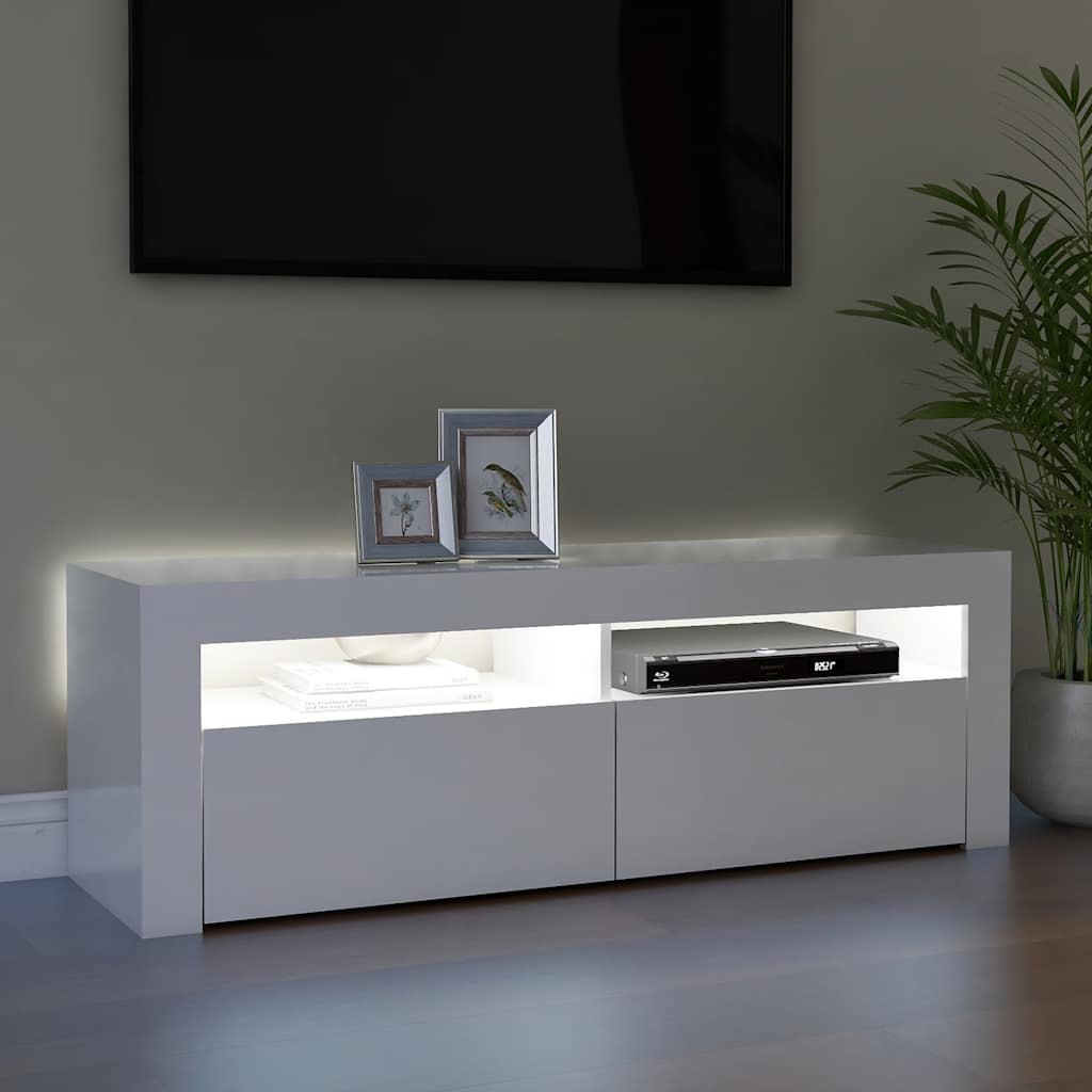 Tv-meubel met LED-verlichting 120x35x40 cm hoogglans wit is nu te koop bij PeponiXL, paradijselijk wonen!