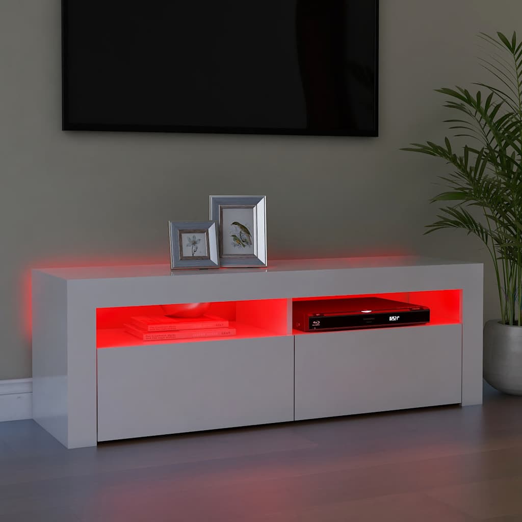 Tv-meubel met LED-verlichting 120x35x40 cm hoogglans wit is nu te koop bij PeponiXL, paradijselijk wonen!