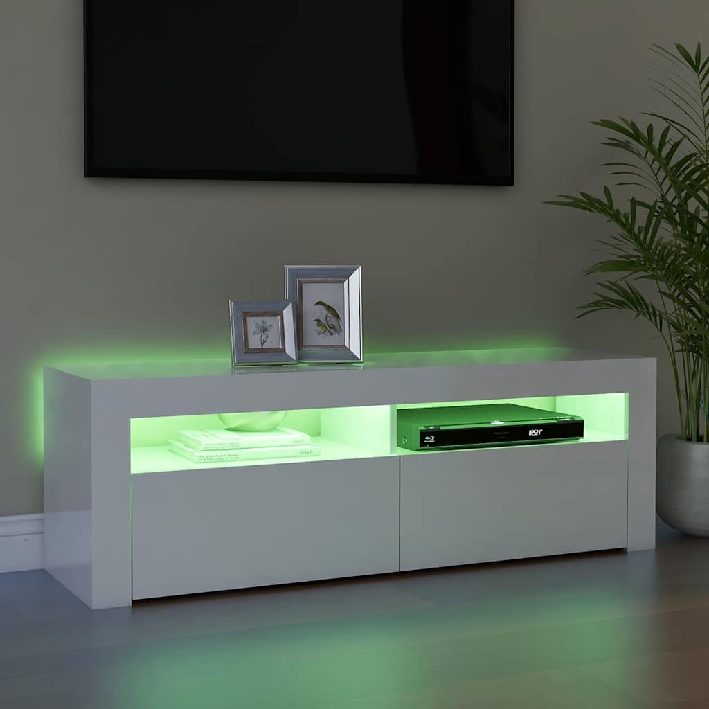 Tv-meubel met LED-verlichting 120x35x40 cm hoogglans wit is nu te koop bij PeponiXL, paradijselijk wonen!