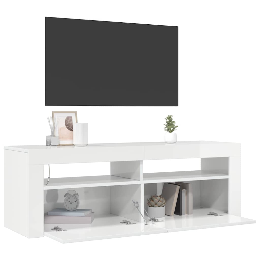 Tv-meubel met LED-verlichting 120x35x40 cm hoogglans wit is nu te koop bij PeponiXL, paradijselijk wonen!