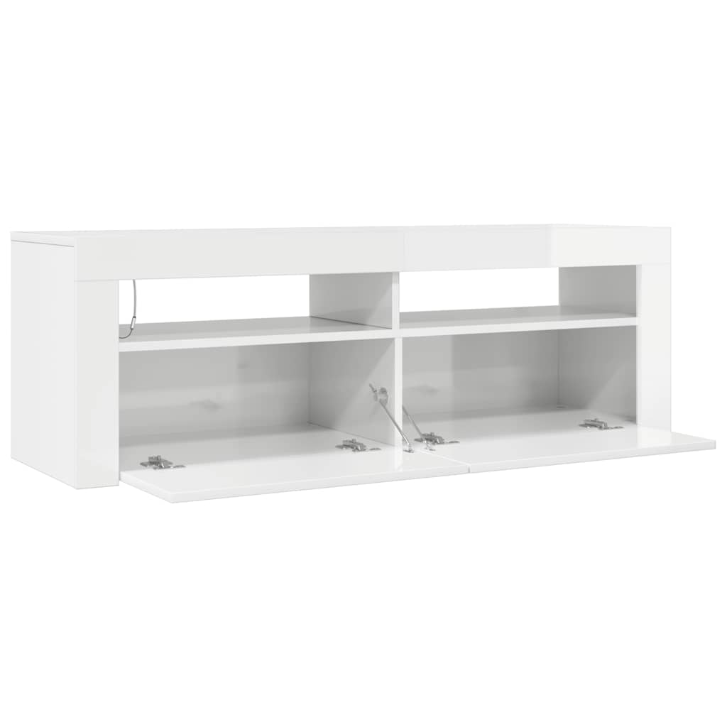 Tv-meubel met LED-verlichting 120x35x40 cm hoogglans wit is nu te koop bij PeponiXL, paradijselijk wonen!