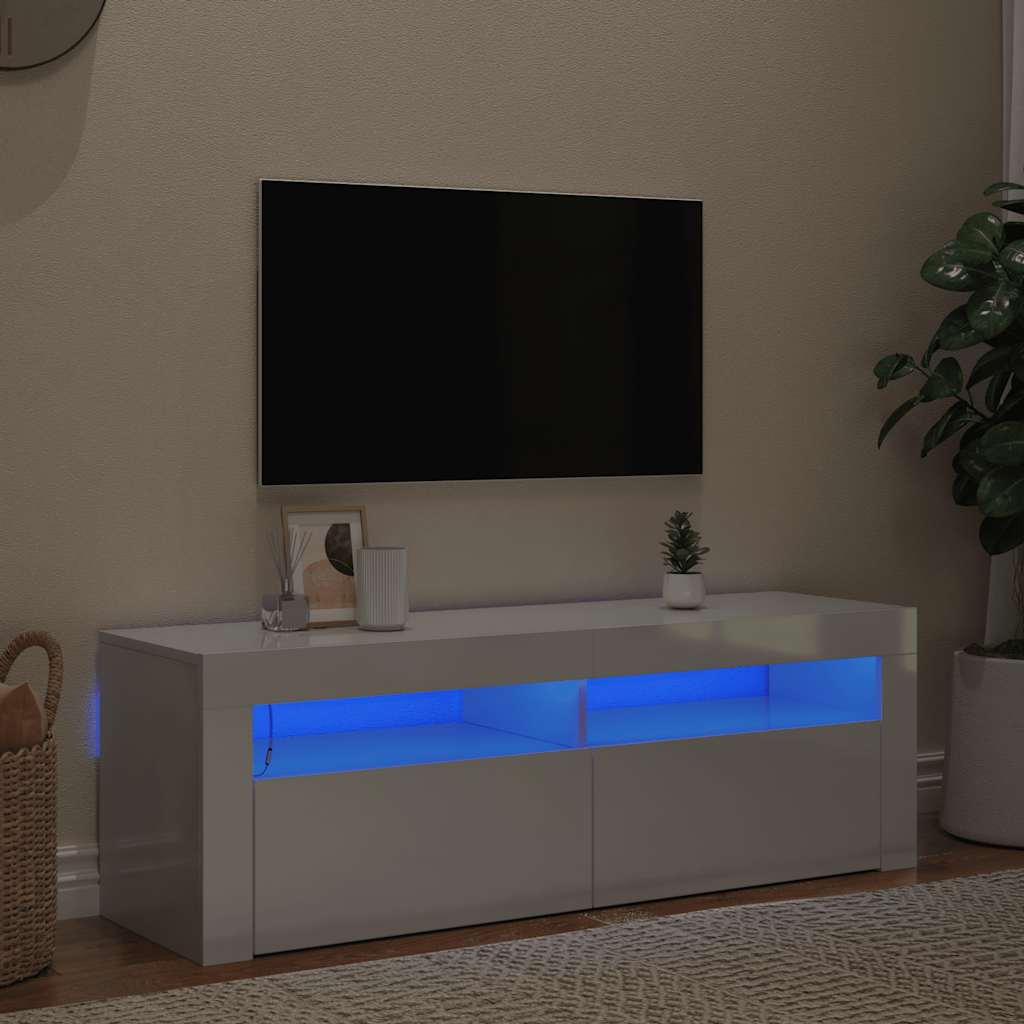Tv-meubel met LED-verlichting 120x35x40 cm hoogglans wit is nu te koop bij PeponiXL, paradijselijk wonen!