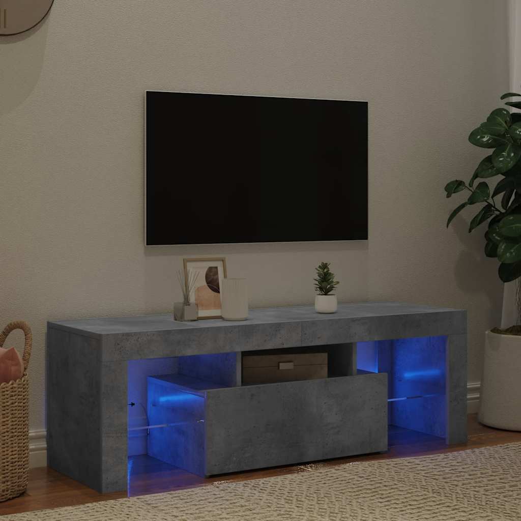 Tv-meubel met LED-verlichting 120x35x40 cm betongrijs is nu te koop bij PeponiXL, paradijselijk wonen!