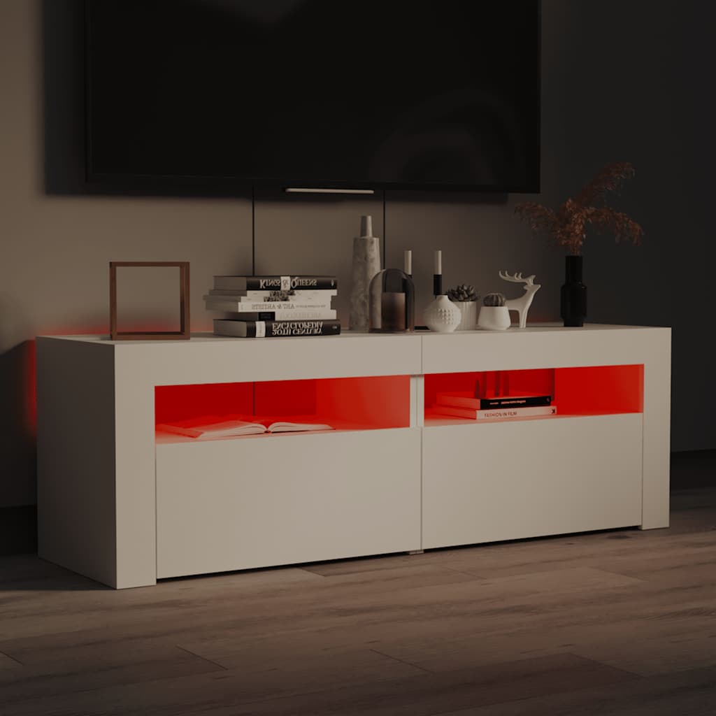 Tv-meubel met LED-verlichting 120x35x40 cm wit is nu te koop bij PeponiXL, paradijselijk wonen!