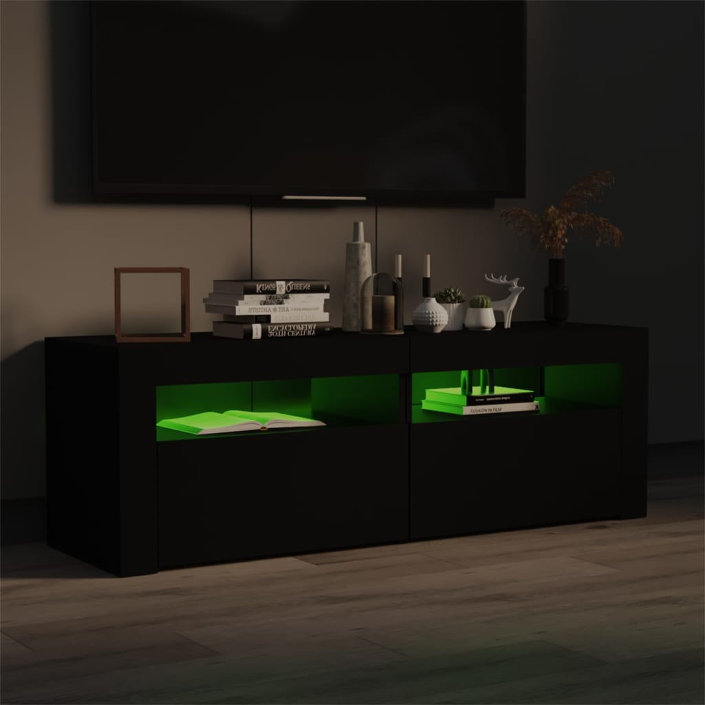 Tv-meubel met LED-verlichting 120x35x40 cm zwart is nu te koop bij PeponiXL, paradijselijk wonen!