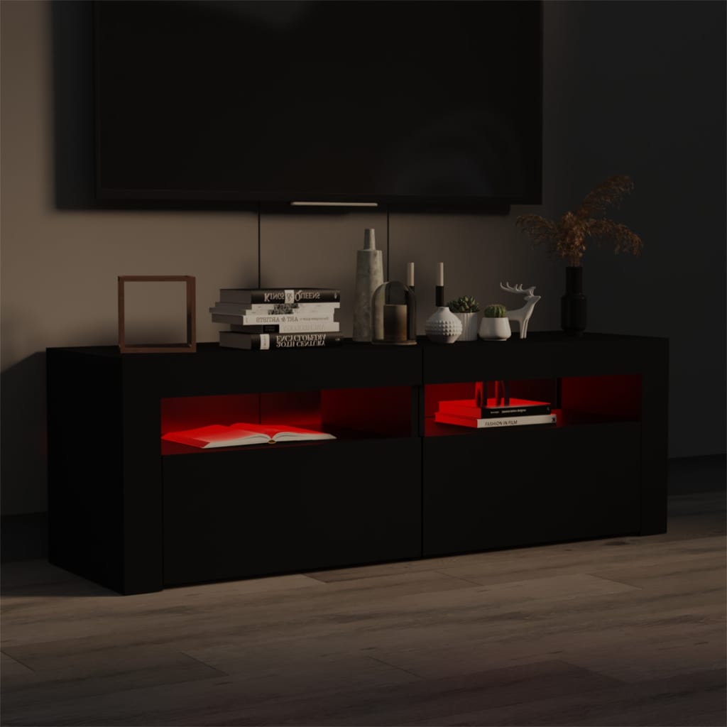 Tv-meubel met LED-verlichting 120x35x40 cm zwart is nu te koop bij PeponiXL, paradijselijk wonen!