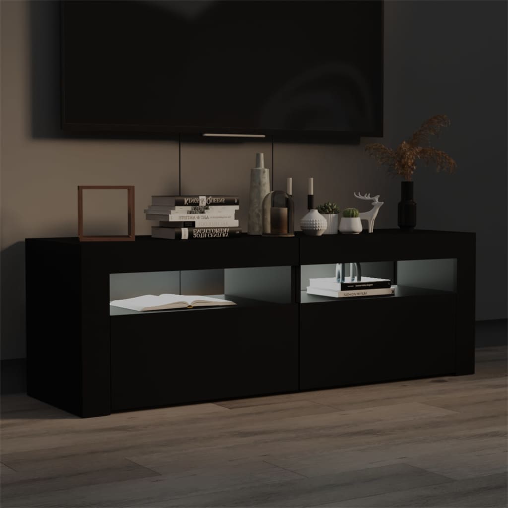 Tv-meubel met LED-verlichting 120x35x40 cm zwart is nu te koop bij PeponiXL, paradijselijk wonen!