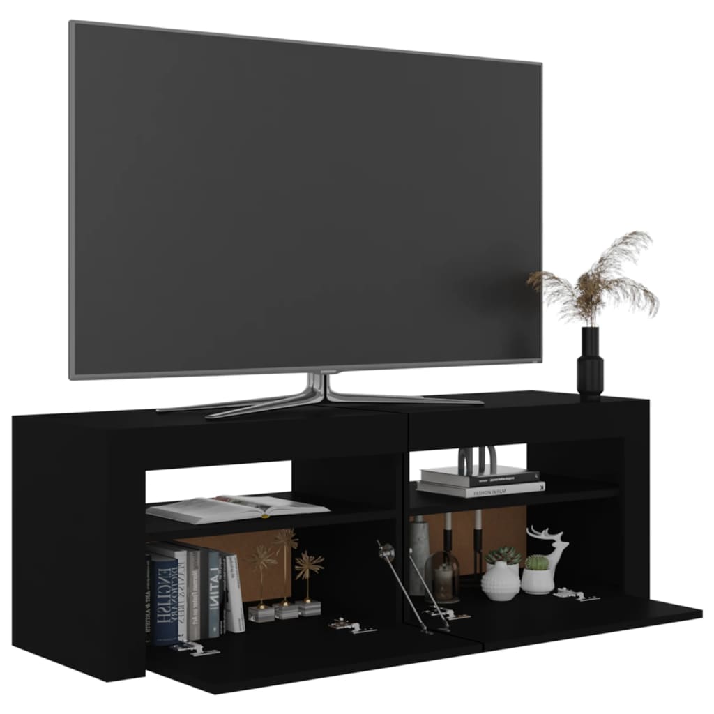 Tv-meubel met LED-verlichting 120x35x40 cm zwart is nu te koop bij PeponiXL, paradijselijk wonen!