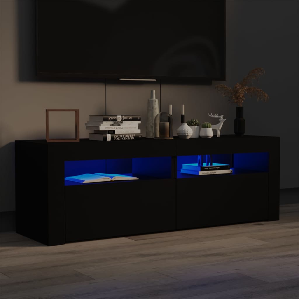 Tv-meubel met LED-verlichting 120x35x40 cm zwart is nu te koop bij PeponiXL, paradijselijk wonen!