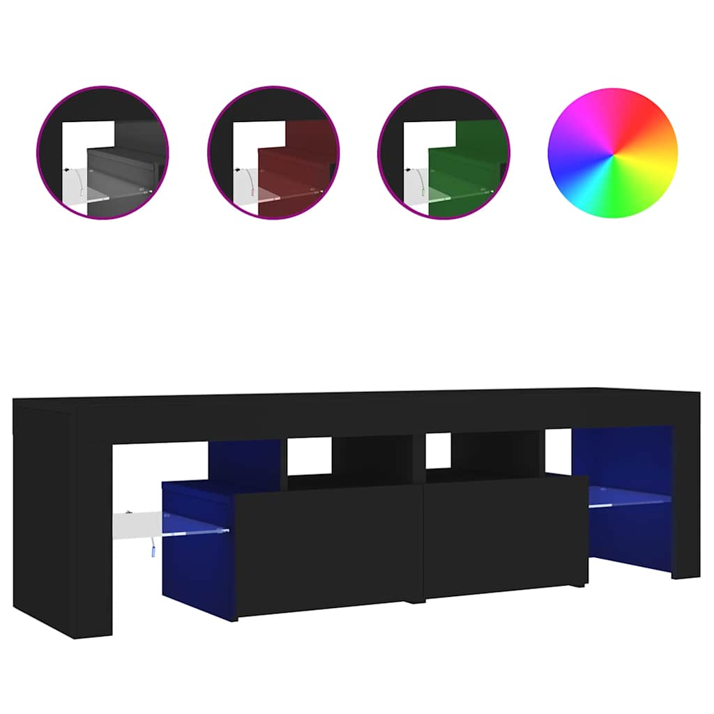 Tv-meubel met LED-verlichting 140x36,5x40 cm zwart is nu te koop bij PeponiXL, paradijselijk wonen!