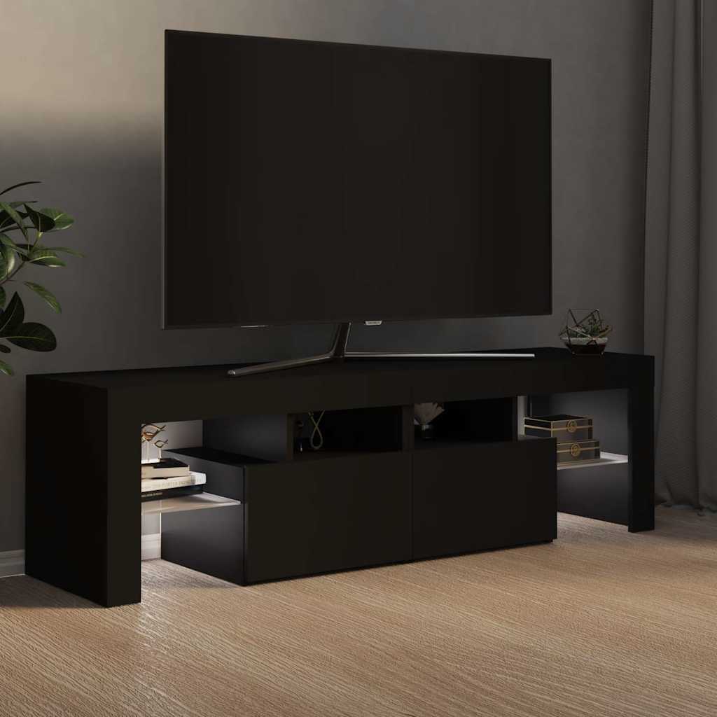 Tv-meubel met LED-verlichting 140x36,5x40 cm zwart is nu te koop bij PeponiXL, paradijselijk wonen!
