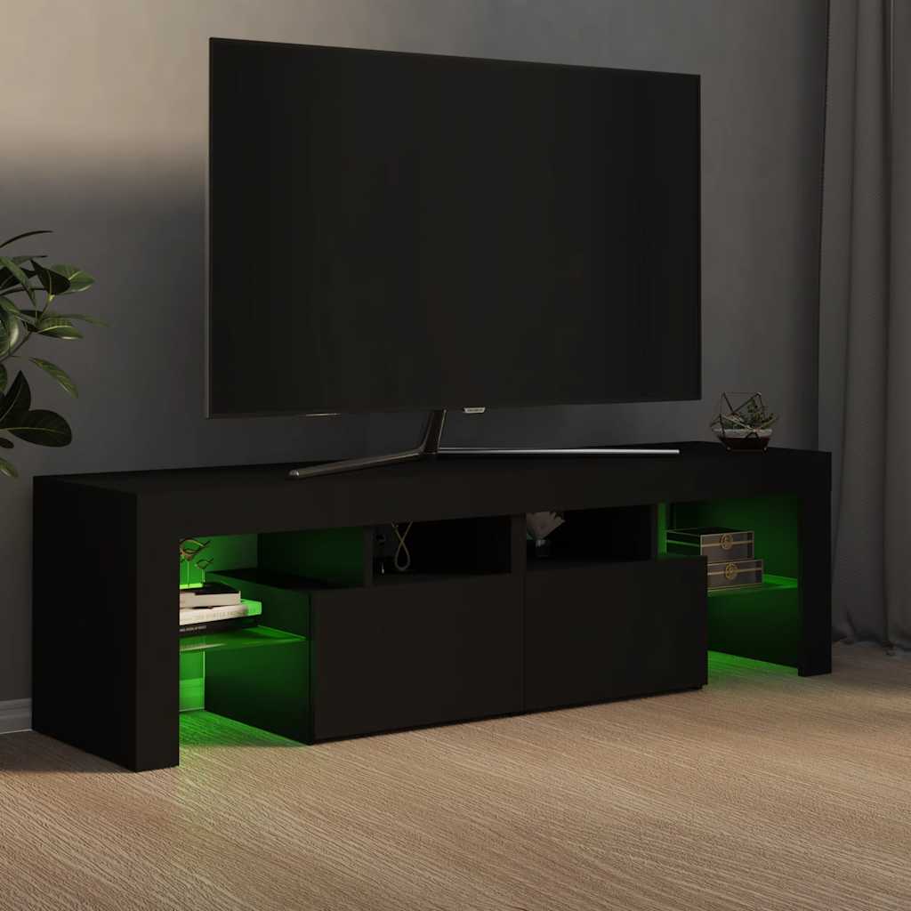 Tv-meubel met LED-verlichting 140x36,5x40 cm zwart is nu te koop bij PeponiXL, paradijselijk wonen!