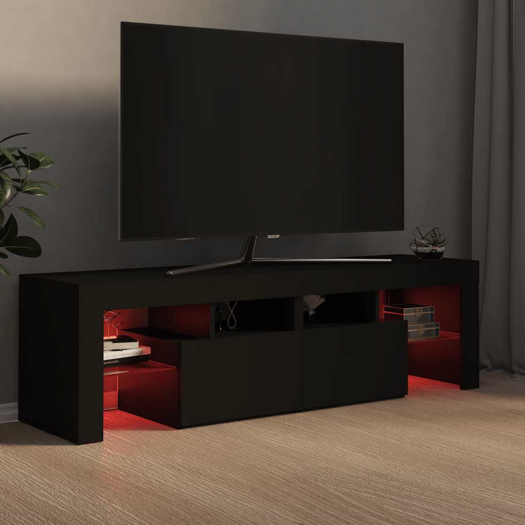 Tv-meubel met LED-verlichting 140x36,5x40 cm zwart is nu te koop bij PeponiXL, paradijselijk wonen!