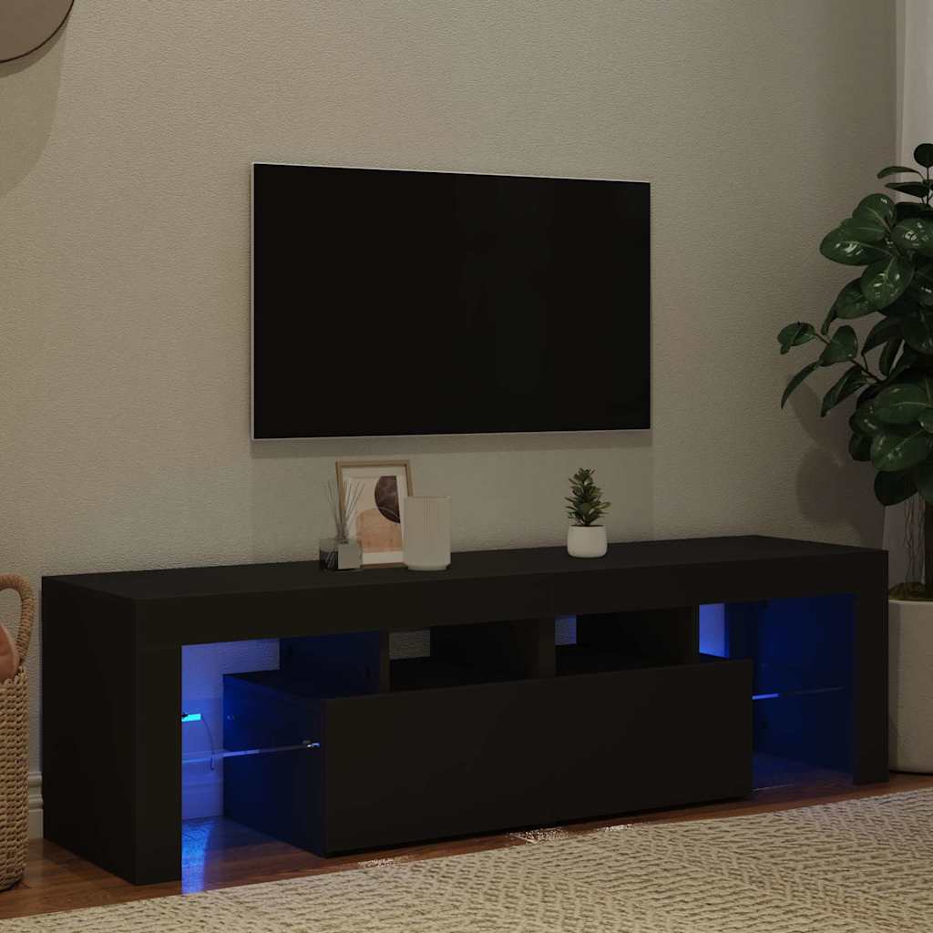 Tv-meubel met LED-verlichting 140x36,5x40 cm zwart is nu te koop bij PeponiXL, paradijselijk wonen!
