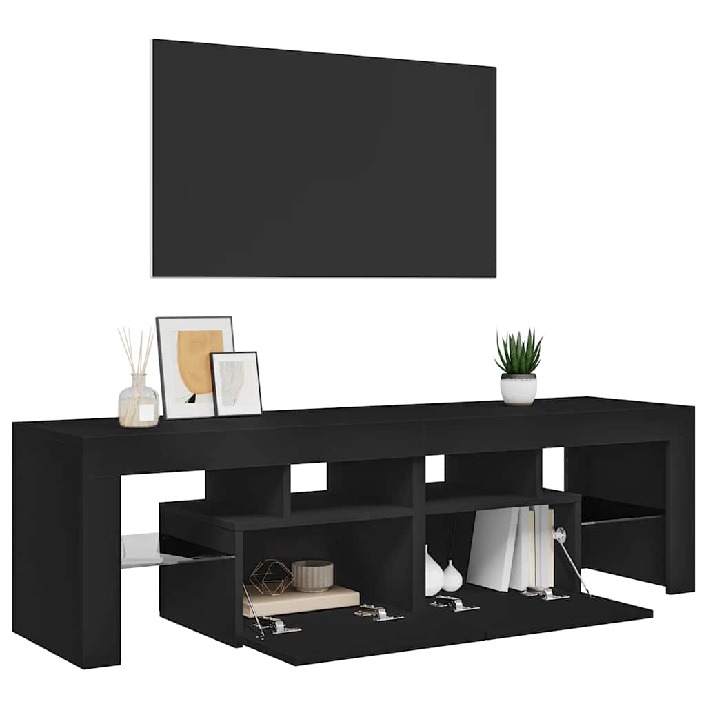 Tv-meubel met LED-verlichting 140x36,5x40 cm zwart is nu te koop bij PeponiXL, paradijselijk wonen!