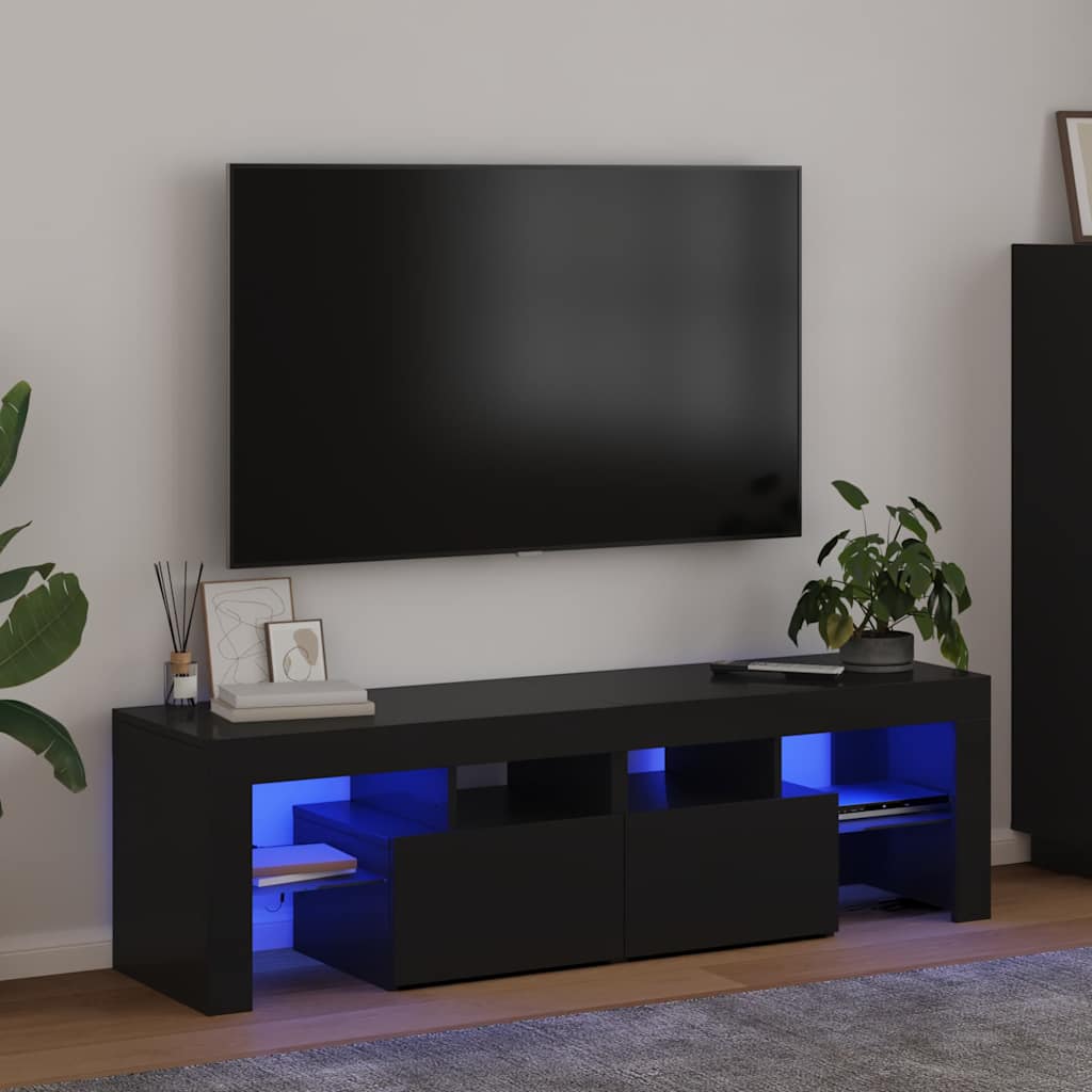 Tv-meubel met LED-verlichting 140x36,5x40 cm zwart is nu te koop bij PeponiXL, paradijselijk wonen!