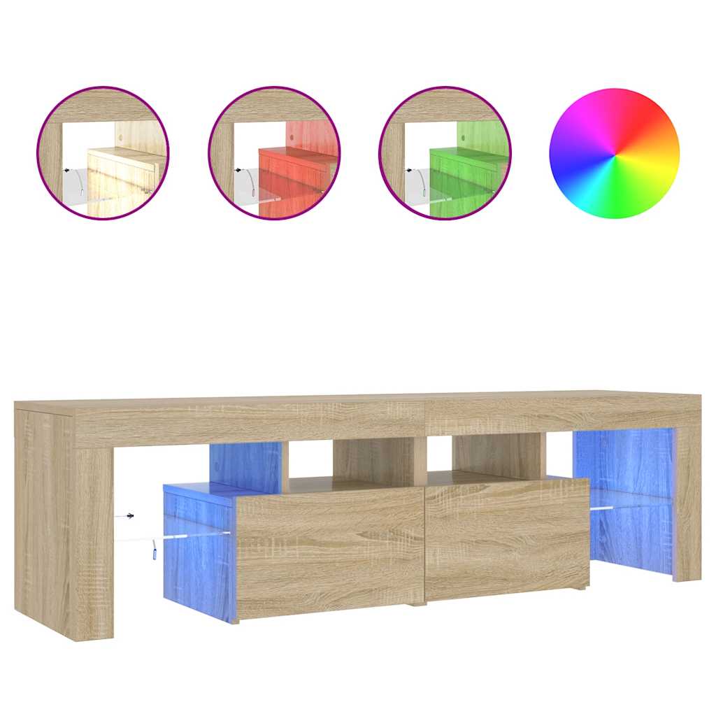 Tv-meubel LED-verlichting 140x36,5x40 cm sonoma eikenkleurig is nu te koop bij PeponiXL, paradijselijk wonen!